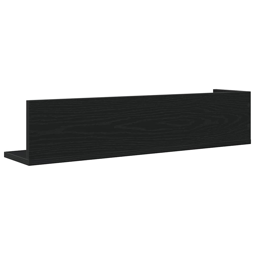 Zidne police 2 kom crne 75x16,5x16,5 cm konstruirano drvo