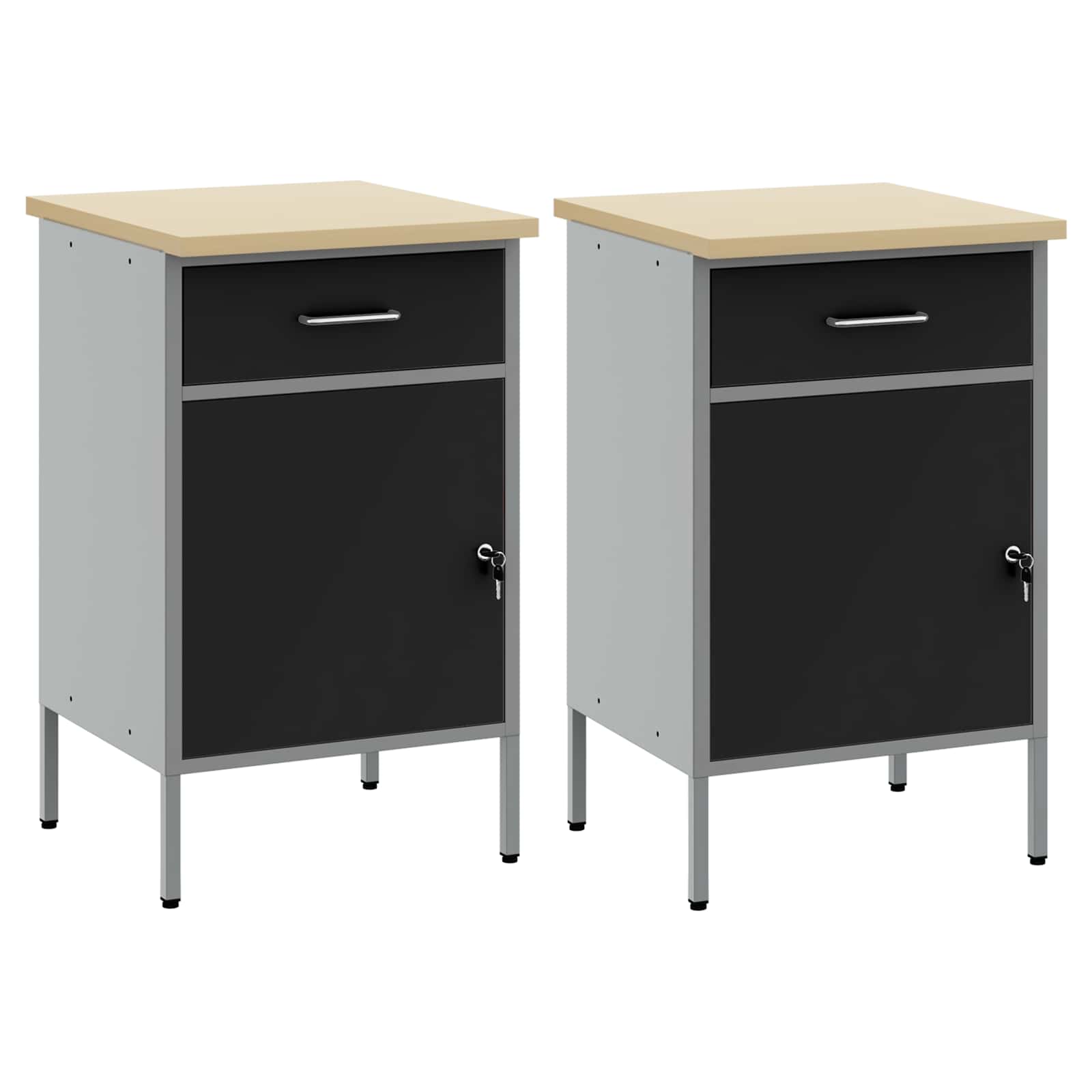 Radni ormar s ladicama 2 pcs Crna i Siva 100 x 55 x 85 cm