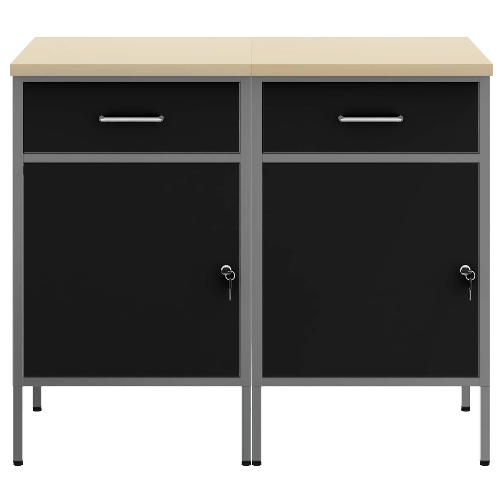 Radni ormar s ladicama 2 pcs Crna i Siva 100 x 55 x 85 cm