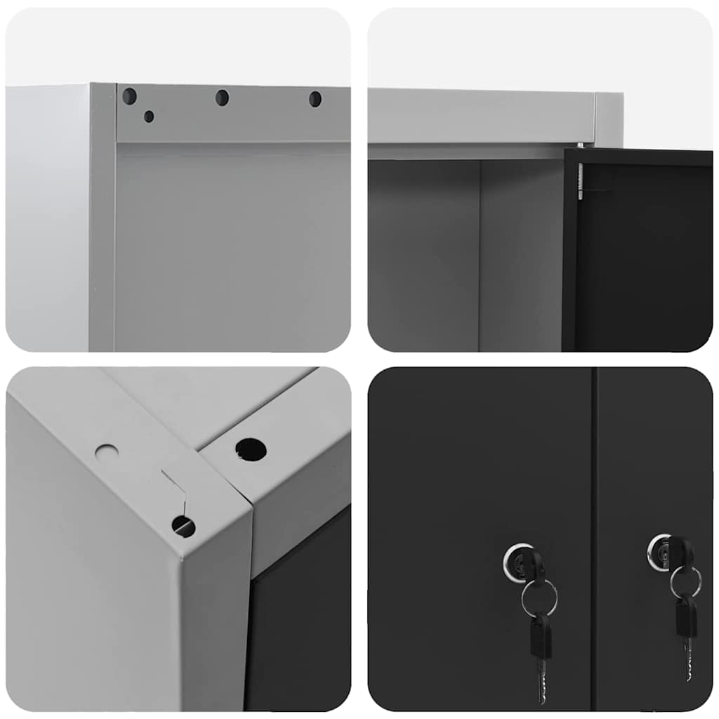 Set ormara za alate 3 pcs Crna Čelik s prahom premazan