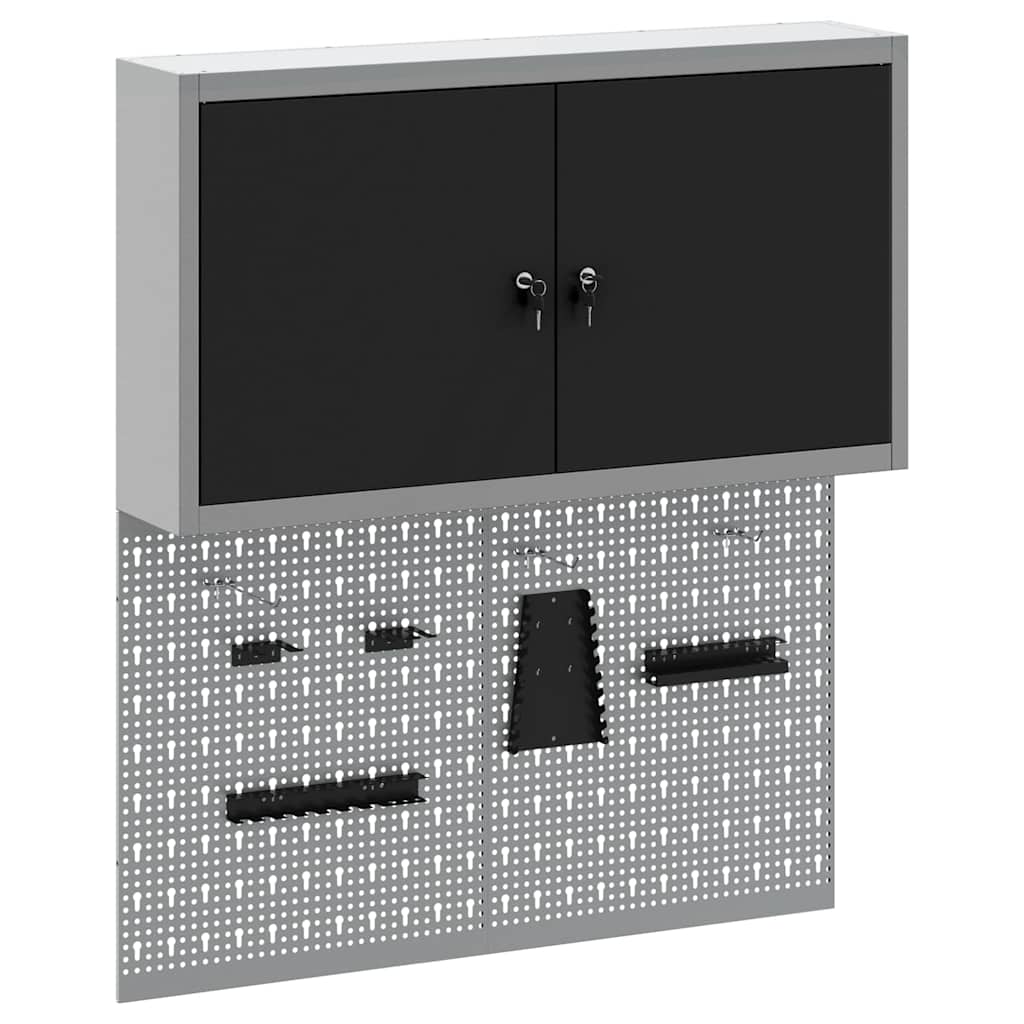 Set ormara za alate 3 pcs Crna Čelik s prahom premazan