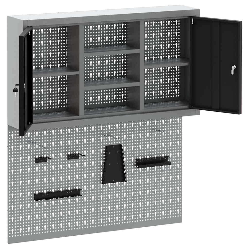 Set ormara za alate 3 pcs Crna Čelik s prahom premazan