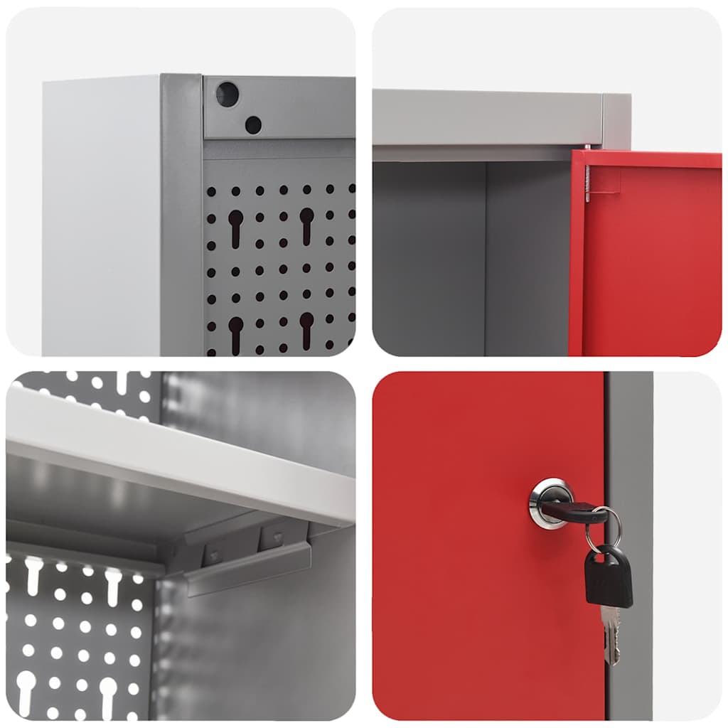 Set ormara za alate 3 pcs Crvena Čelik s prahom premazan