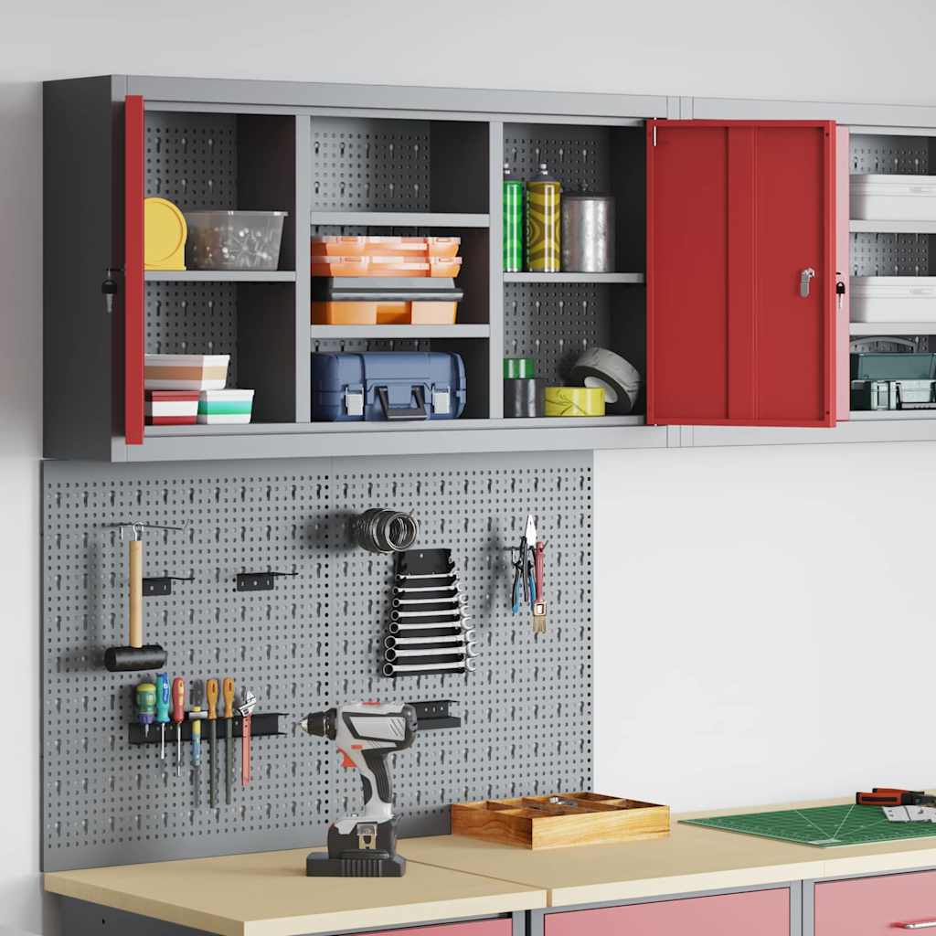 Set ormara za alate 3 pcs Crvena Čelik s prahom premazan