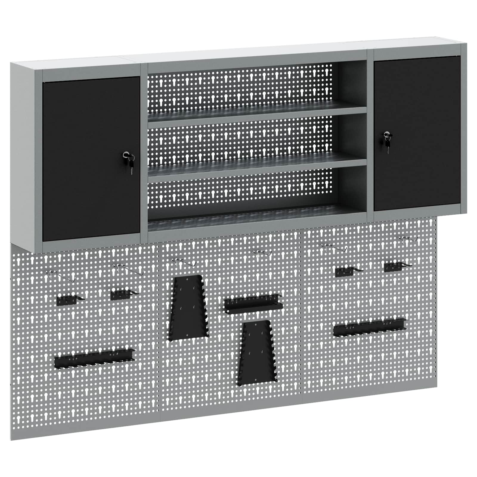 Set ormara za alate 4 pcs Crna Čelik s prahom premazan