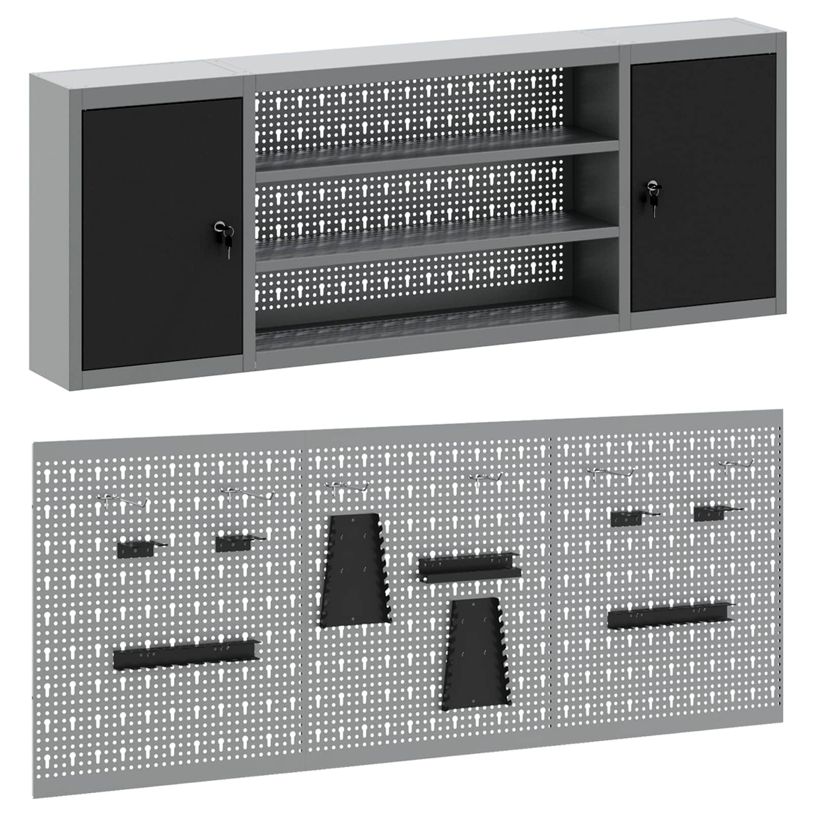 Set ormara za alate 4 pcs Crna Čelik s prahom premazan