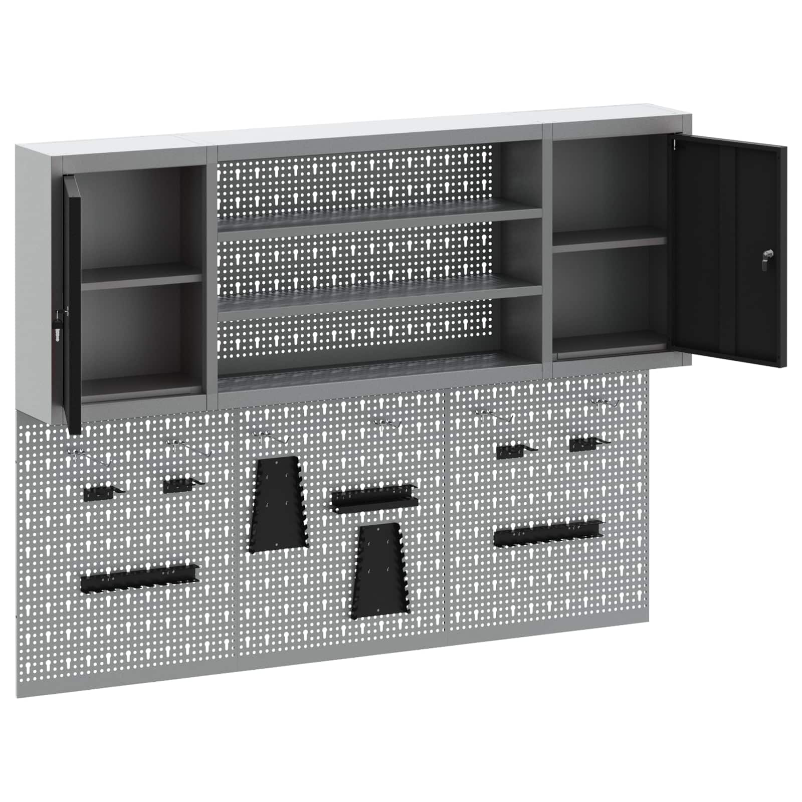 Set ormara za alate 4 pcs Crna Čelik s prahom premazan