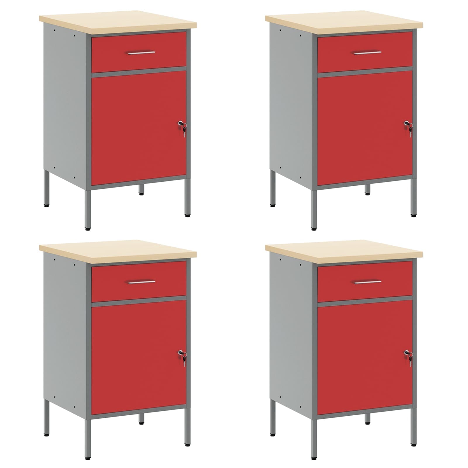 Set radnih ormarića s ladicama s pohranom 10 pcs Crvena