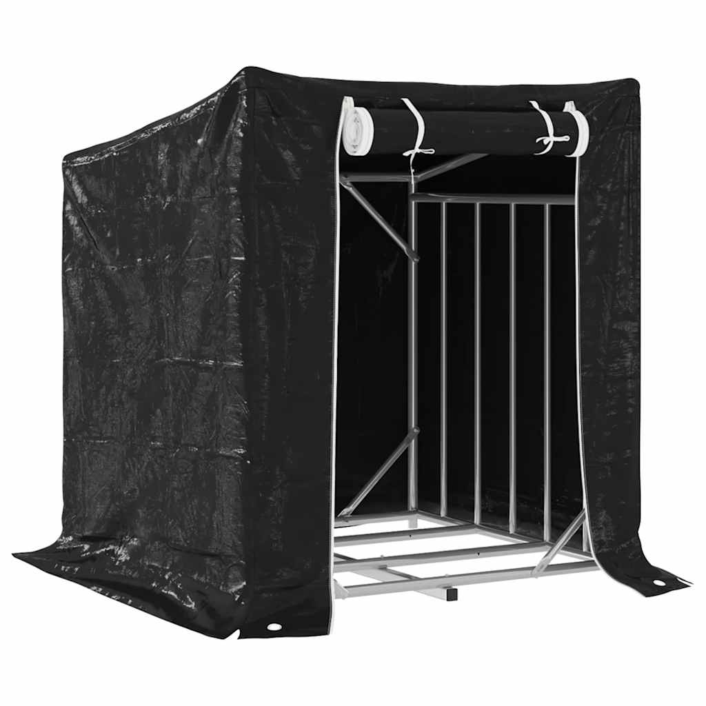 Stalak za drva za ogrjev s kišnom navlakom 101x61x110,5 cm