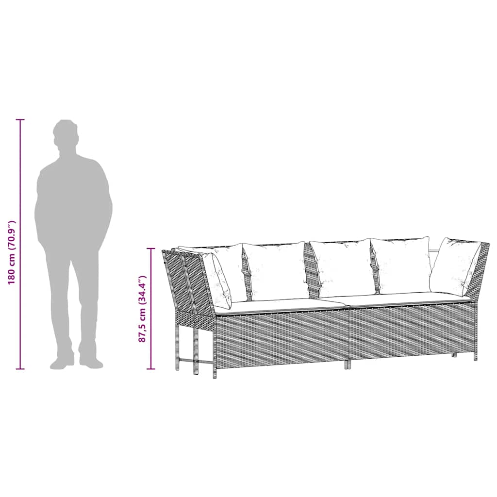 Vrtna sofa s jastucima smeđi poliratan
