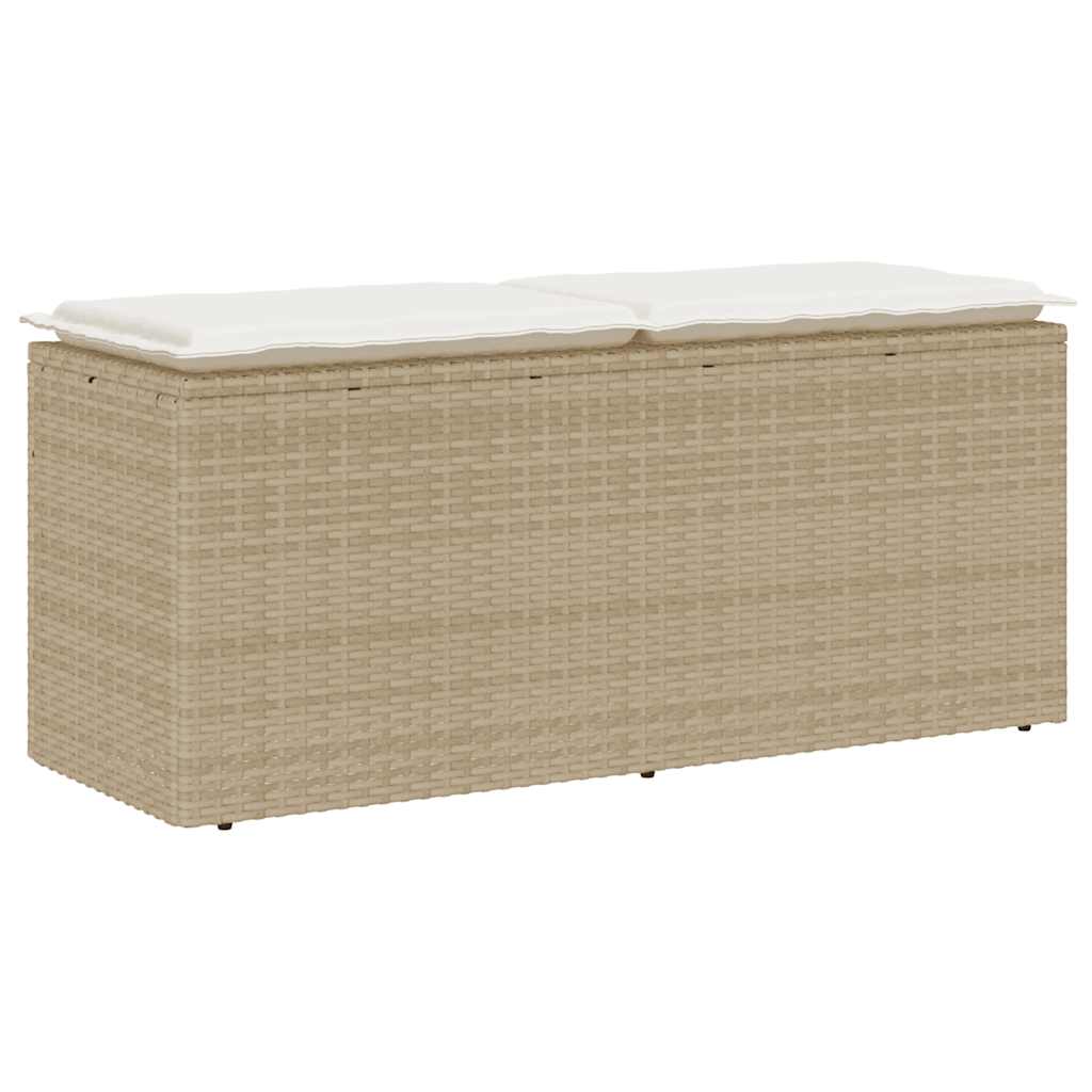 Vrtna klupa s jastukom bež 110x40x44 cm poliratan