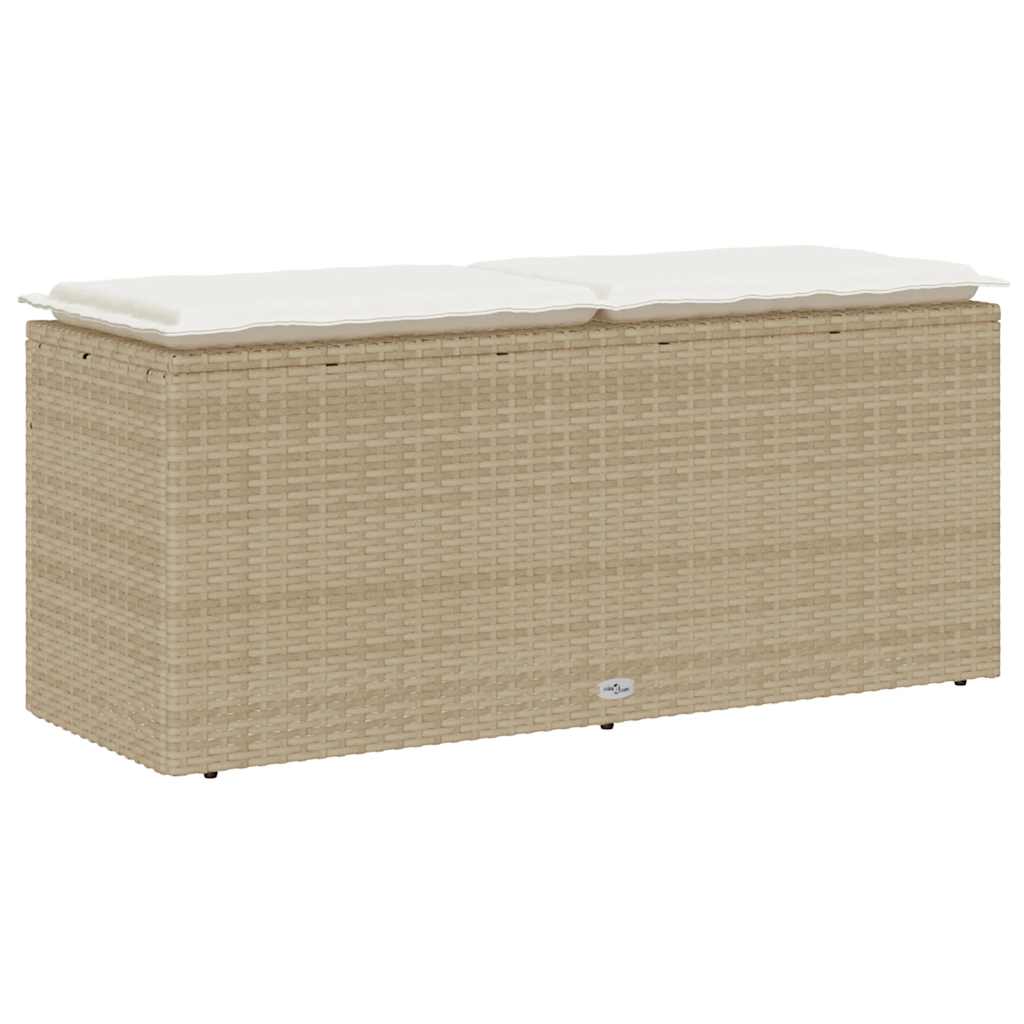 Vrtna klupa s jastukom bež 110x40x44 cm poliratan