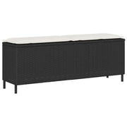 Vrtna klupa s jastukom crna 110x30x40,5 cm poliratan