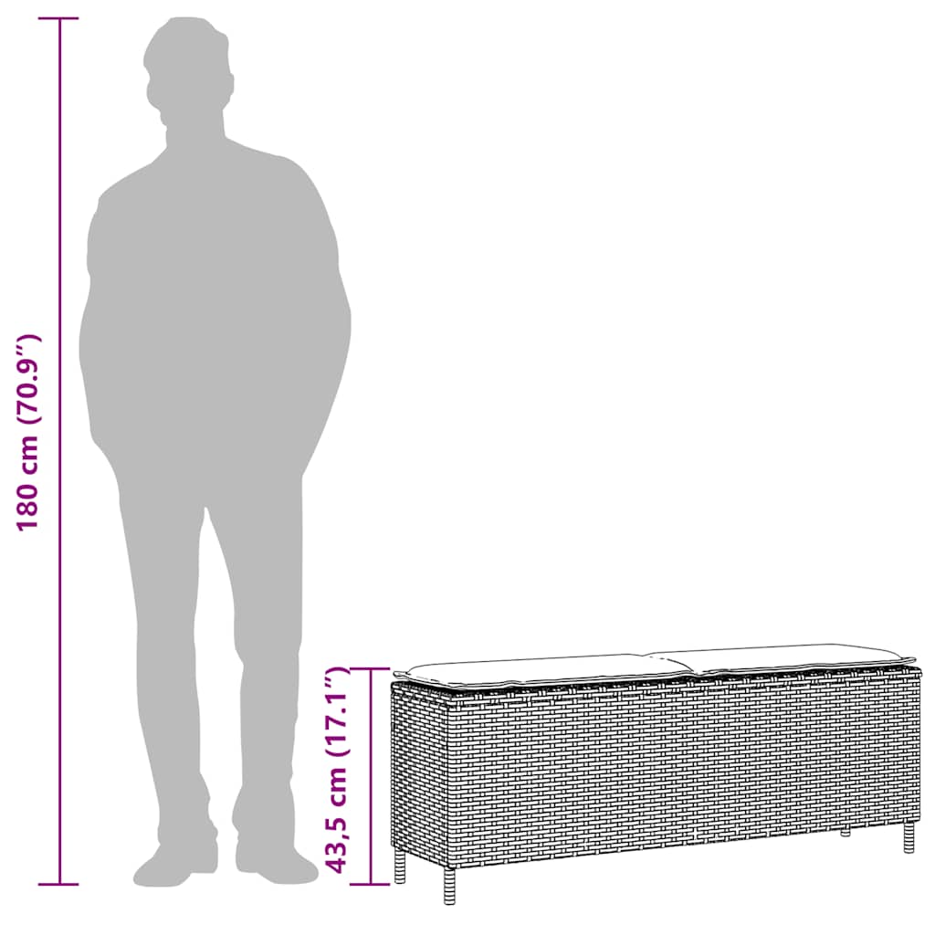 Vrtna klupa s jastukom smeđa 110x30x40,5 cm poliratan