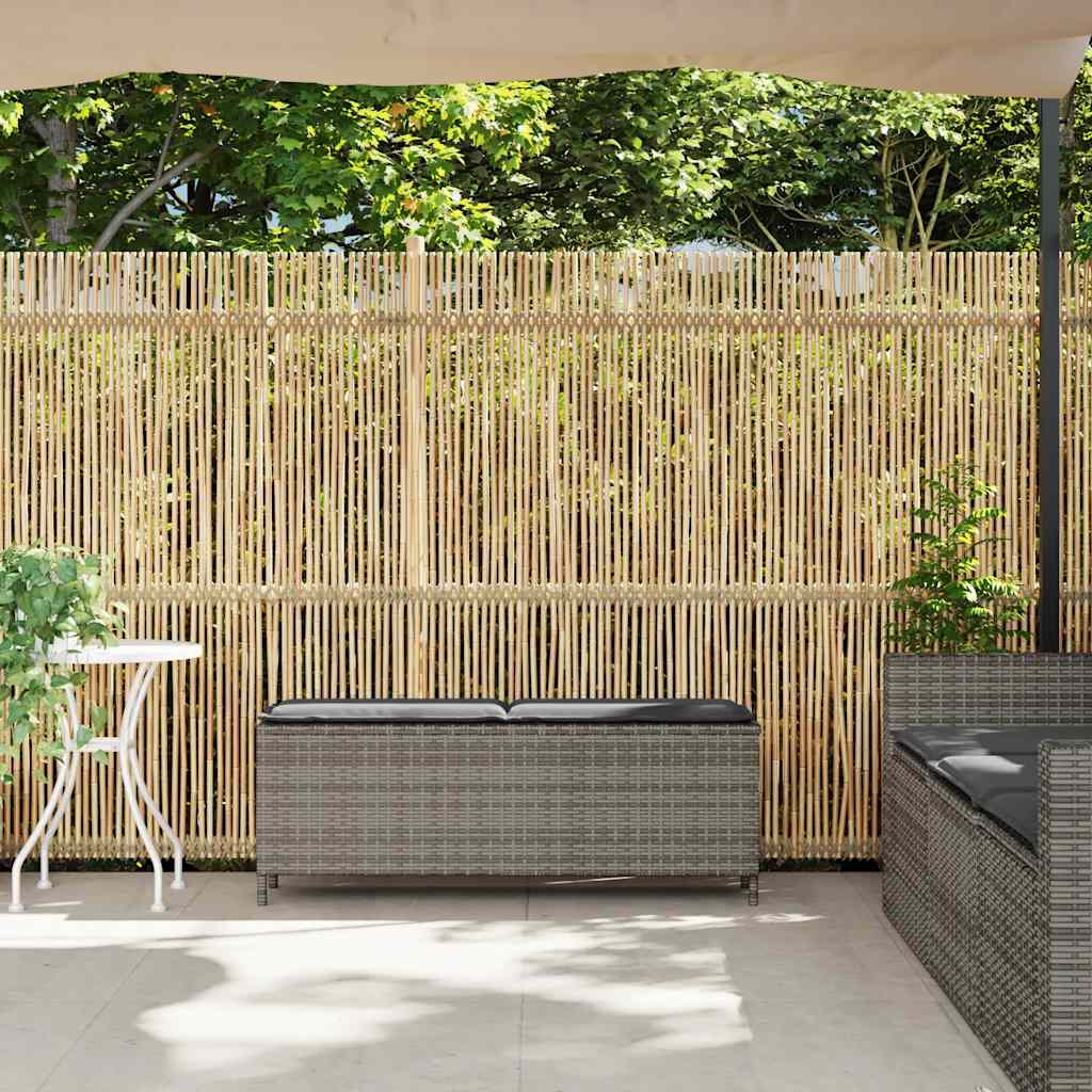 Vrtna klupa s jastukom siva 110x30x40,5 cm poliratan