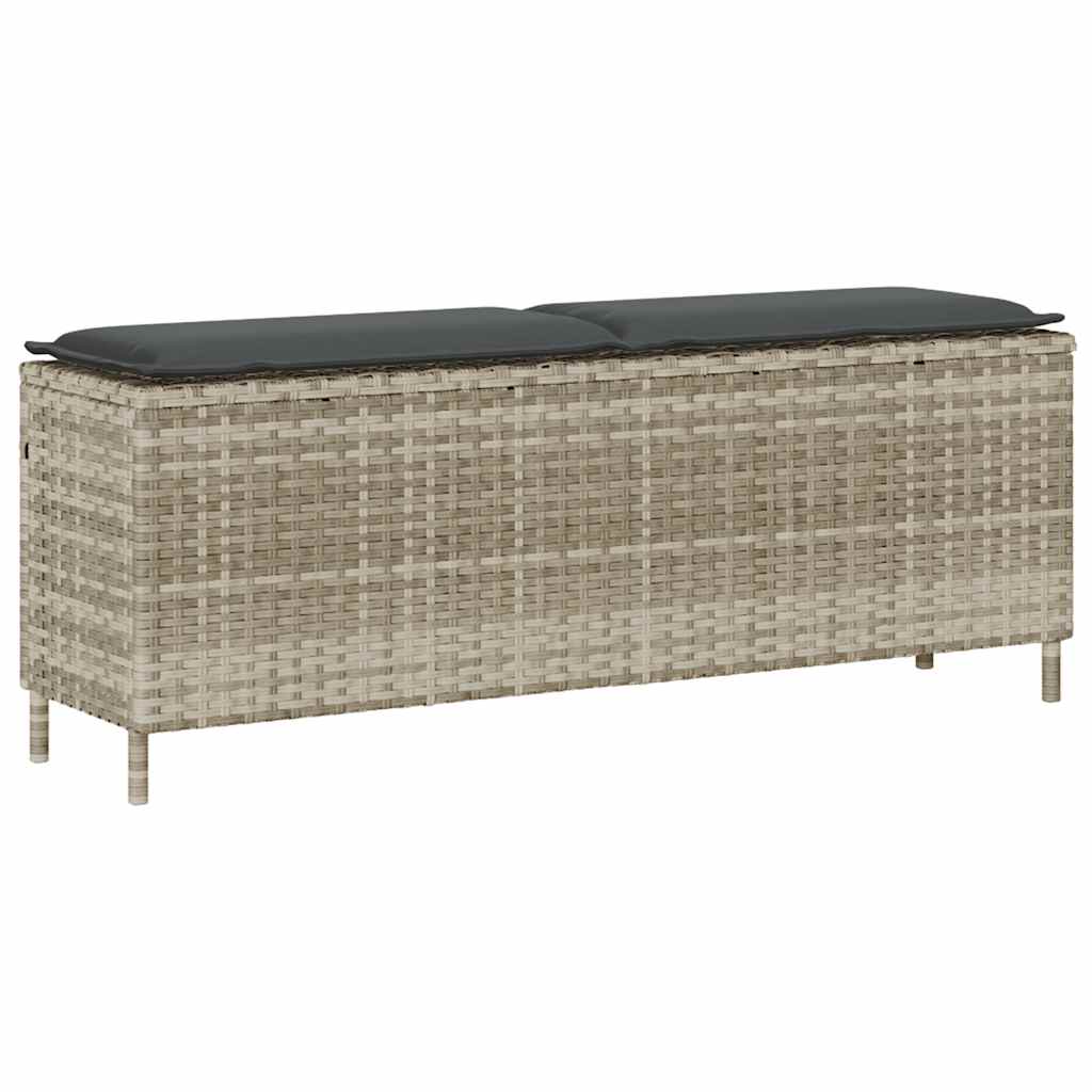 Vrtna klupa s jastukom svijetlosiva 110x30x40,5 cm poli ratan
