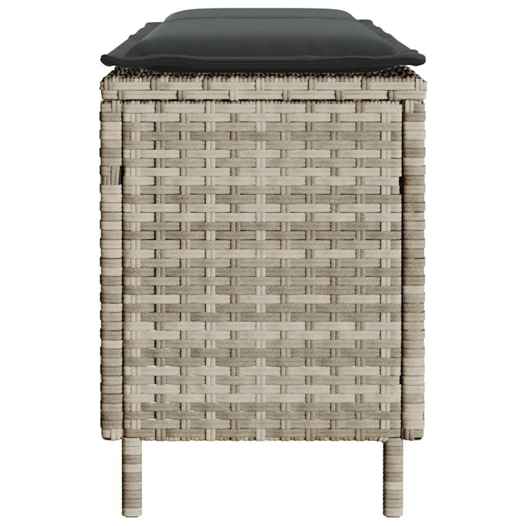 Vrtna klupa s jastukom svijetlosiva 110x30x40,5 cm poli ratan