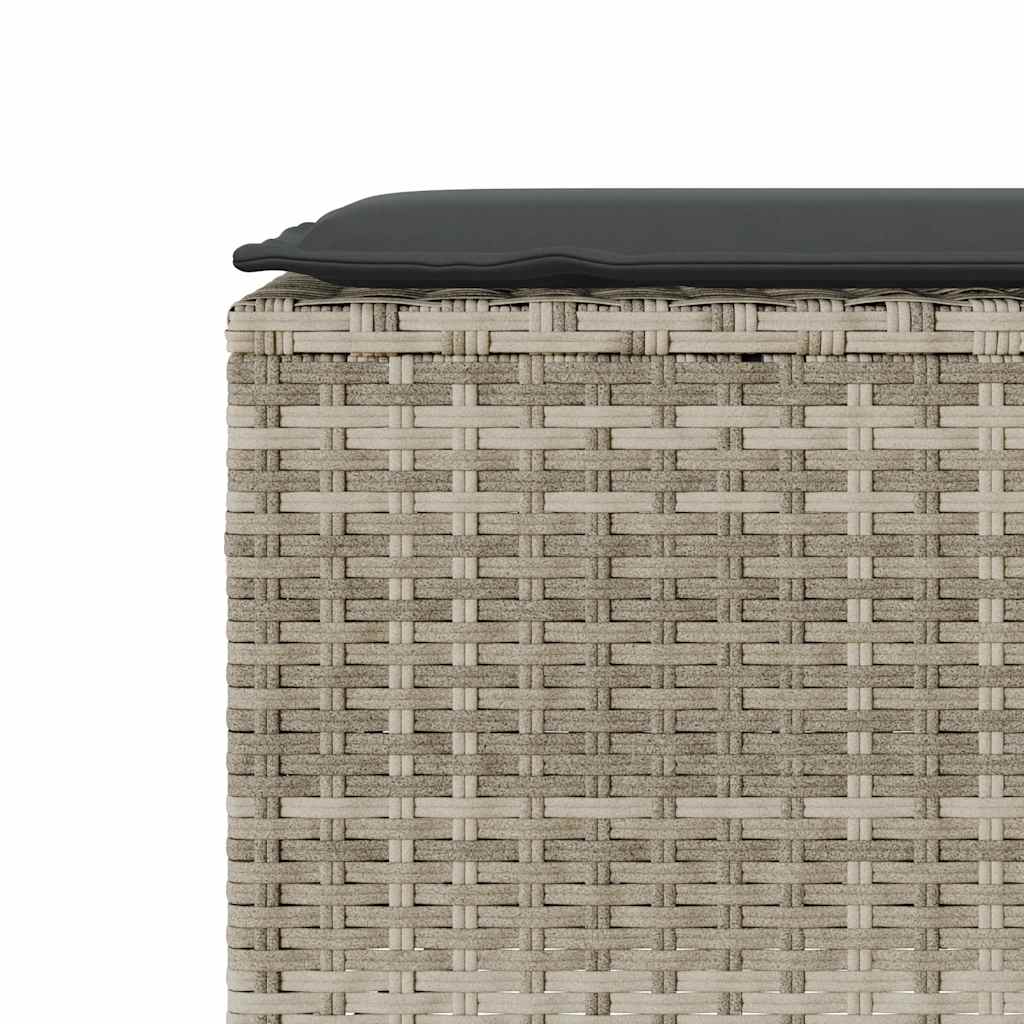 Vrtna klupa s jastukom svijetlosiva 110x30x40,5 cm poli ratan