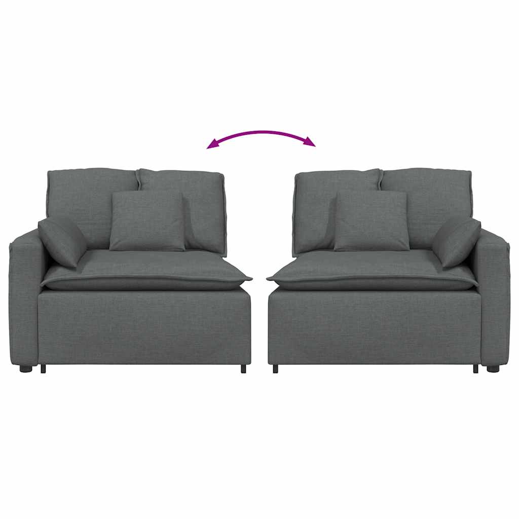 Modularni kauč s naslonom za ruke i jastucima tamno sivi 100 cm
