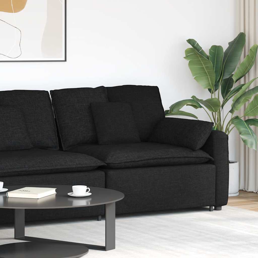 Modularni kauč s naslonom za ruke i jastucima crni 100 cm