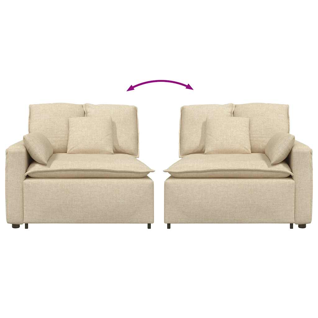 Modularni kauč s naslonom za ruke i jastucima krem boje 100 cm