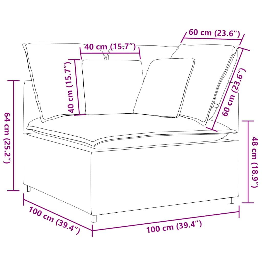 Modularna Kutna Sofa s Jastucima Plava 100 cm