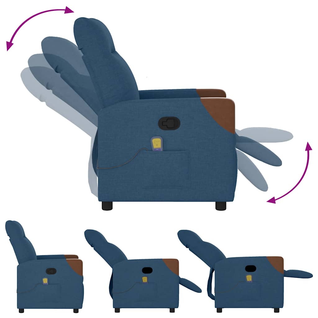 Masažni naslonjač od tkanine plavi