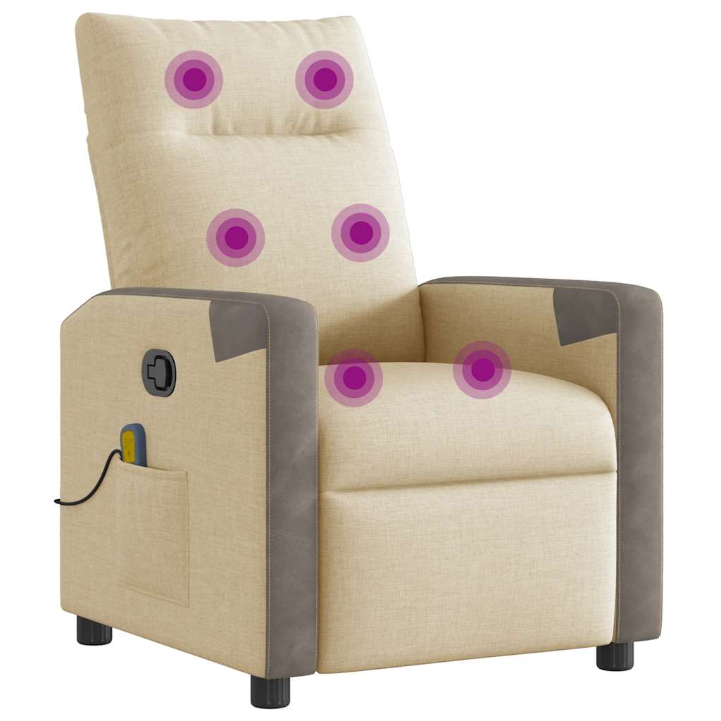 Masažni naslonjač od tkanine krem