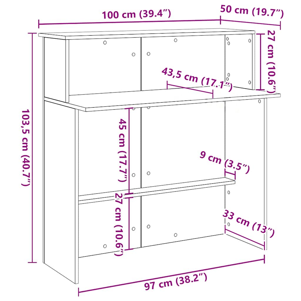 Recepcijski stol Bijeli 100x50x103,5 cm Inženirsko drvo