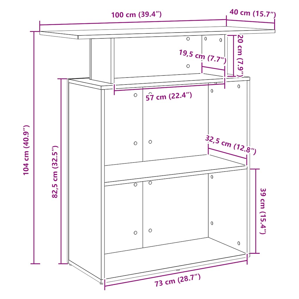Recepcijski stol sivi sonoma 100x40x104 cm konstruirano drvo