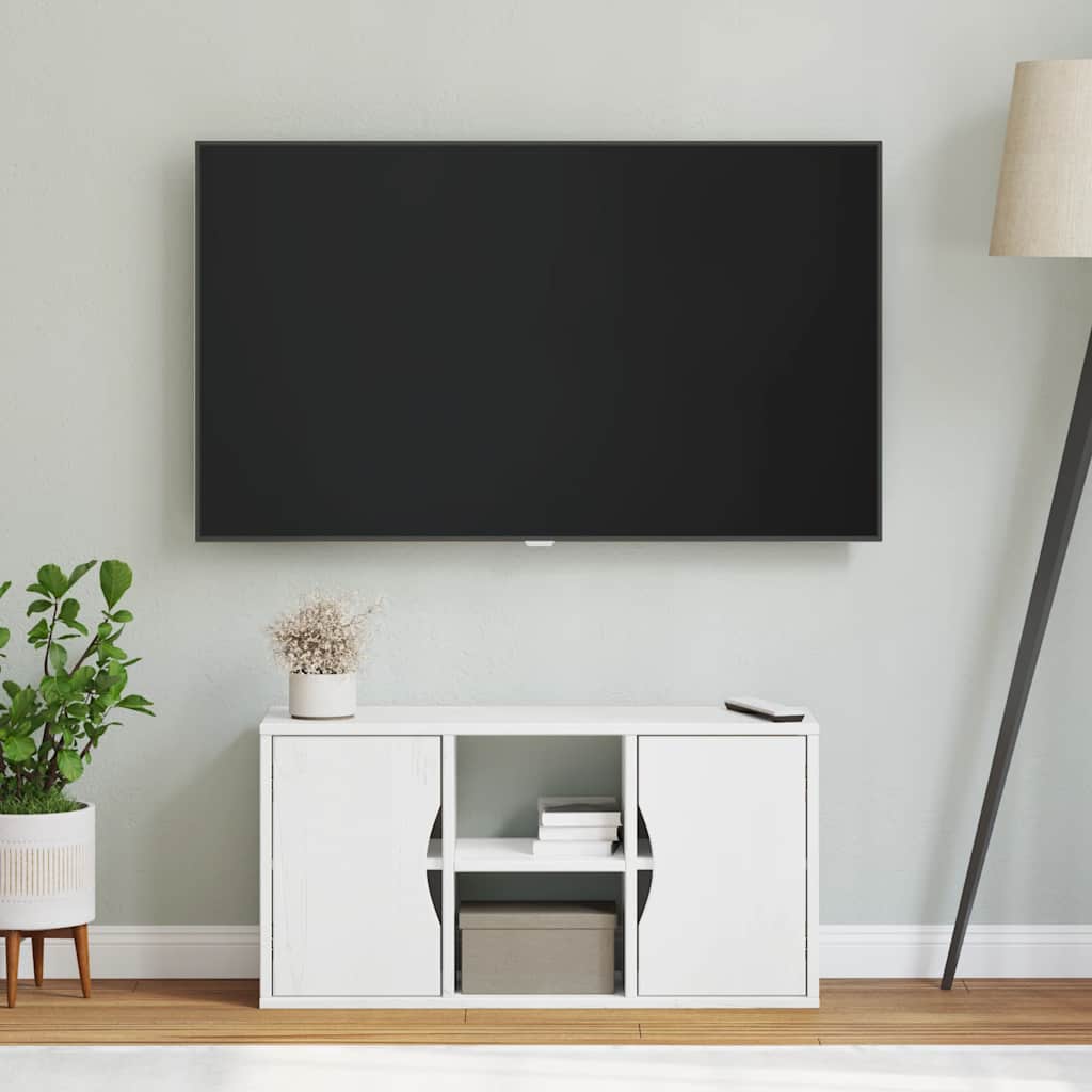 TV ormarić ODDA bijeli 79x24x40 cm puno drvo bor