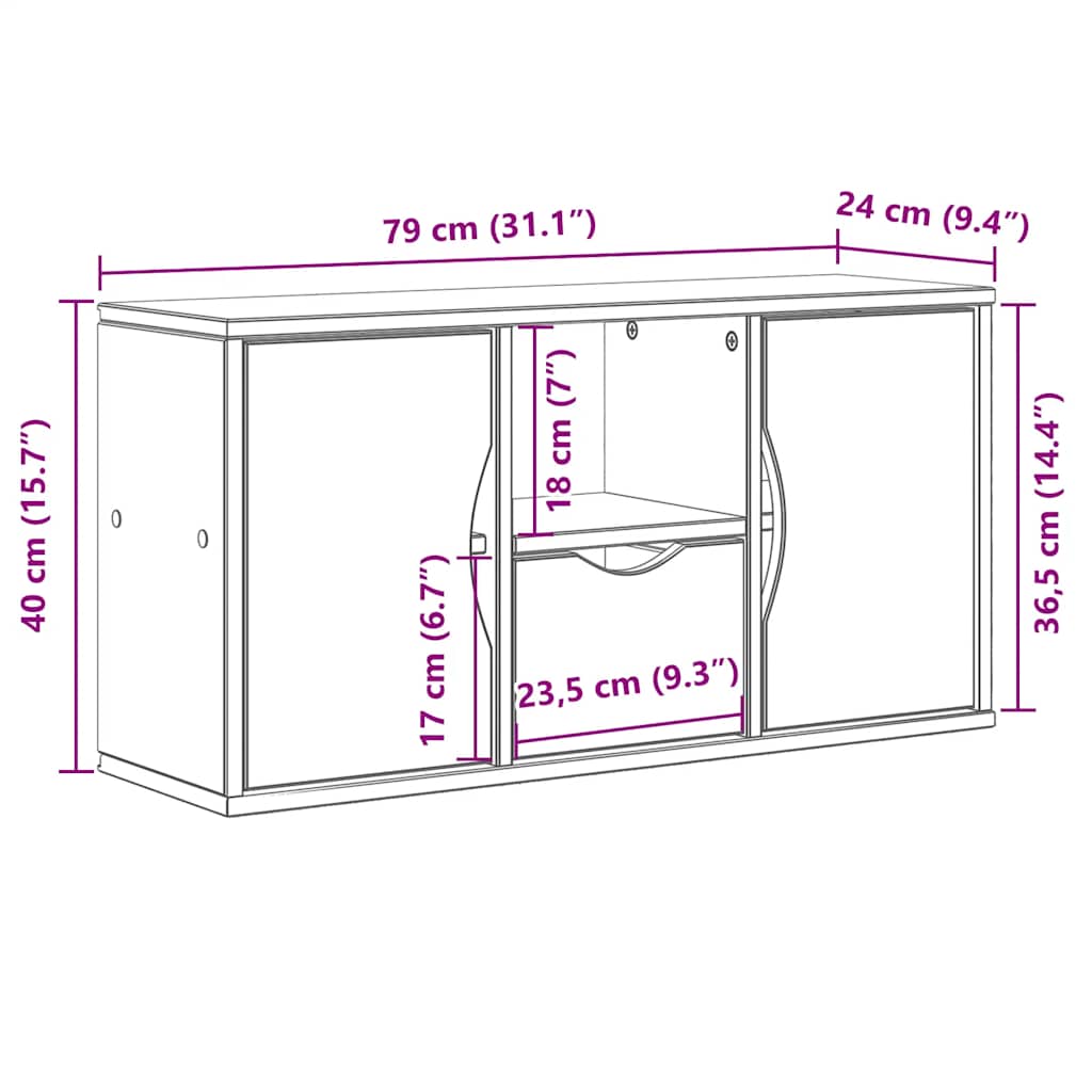 TV ormarić s ladicom ODDA 79x24x40 cm puno drvo bor