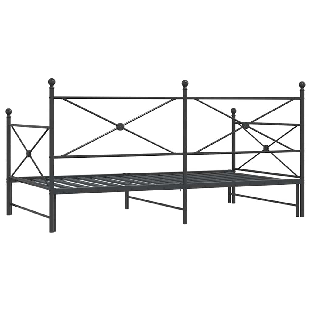 Krevet na rasklapanje bez madraca crni 100x200 cm čelik