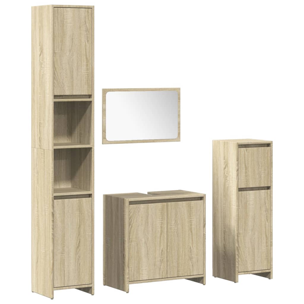 4-dijelni set kupaonskog namještaja boja hrasta sonome drveni