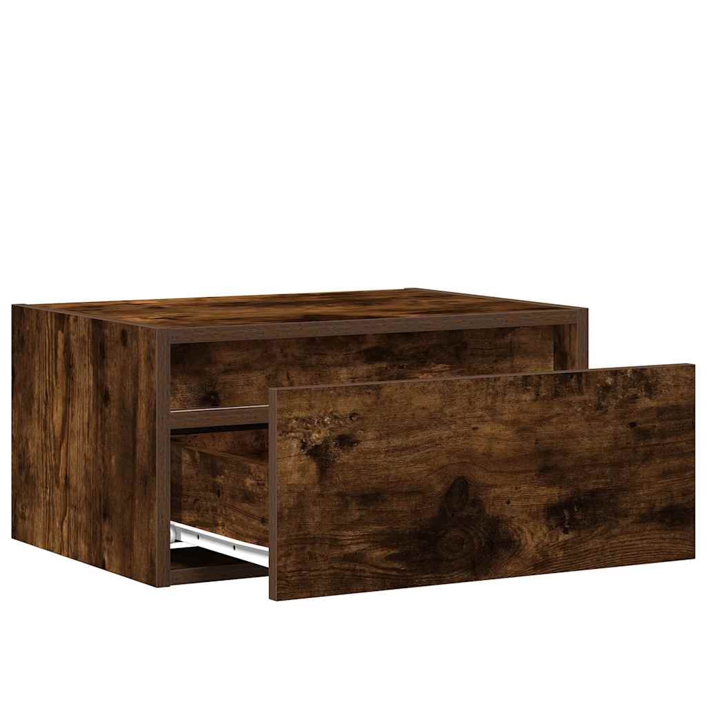 Zidni noćni ormarići s LED svjetlima 2kom boja dimljenog hrasta