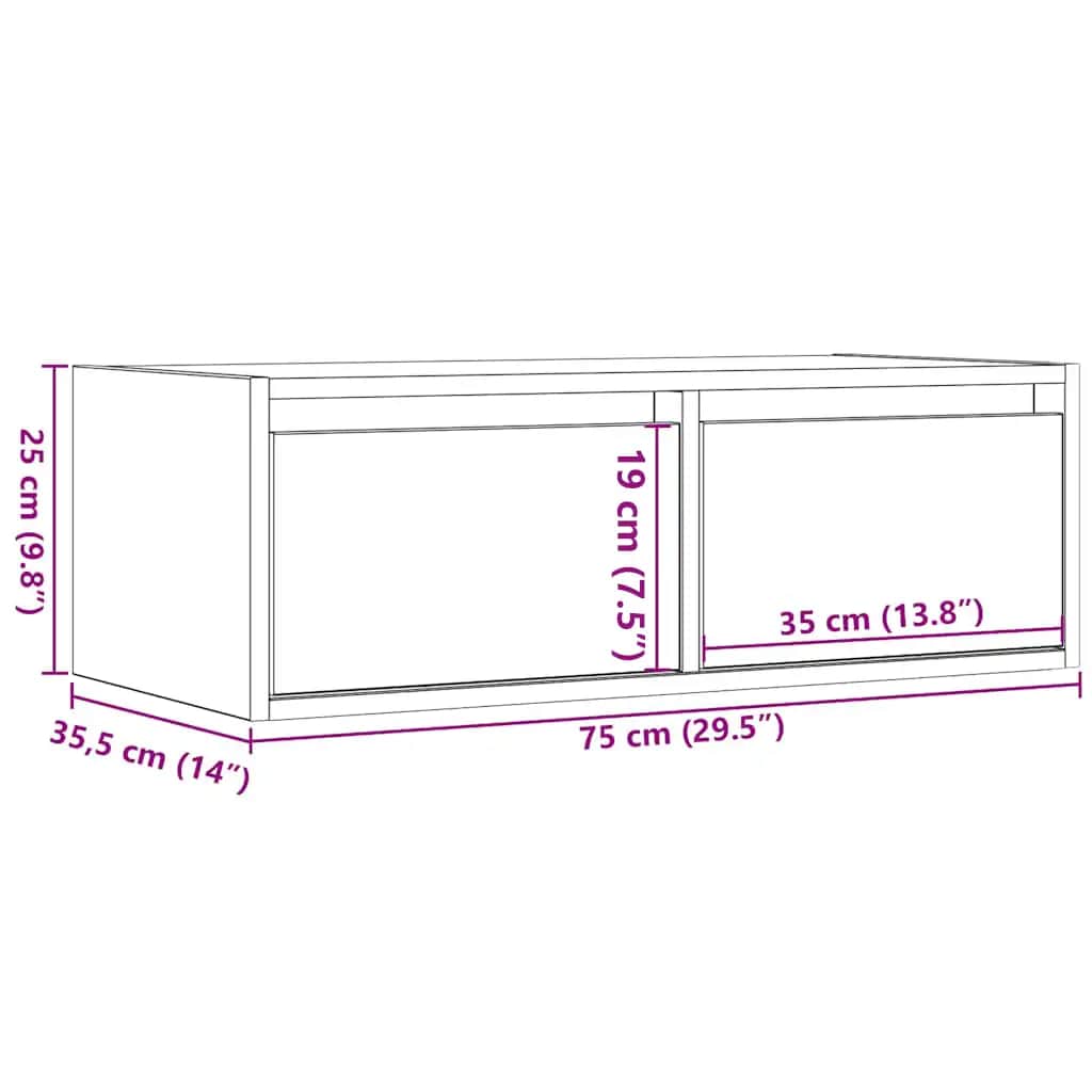 TV ormarić s LED svjetlima siva boja betona 75x35,5x25 cm