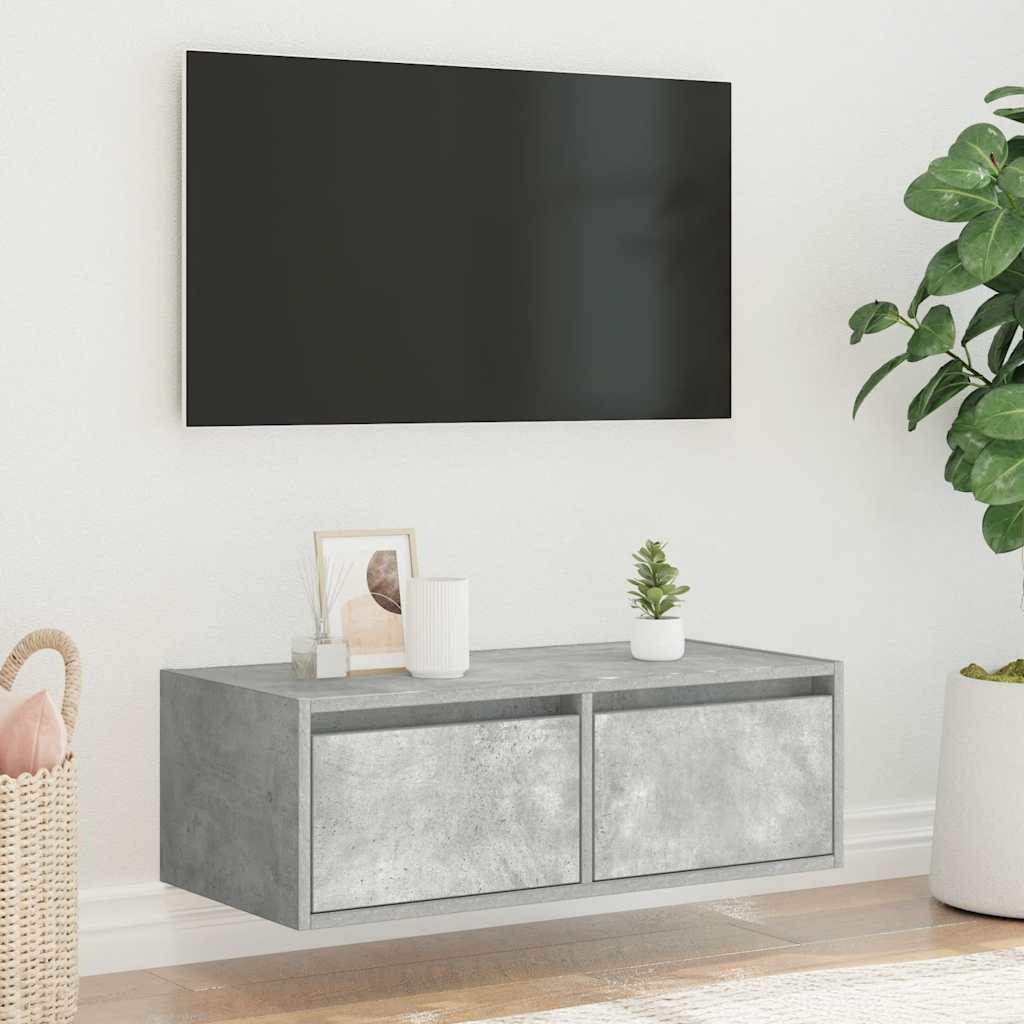 TV ormarić s LED svjetlima siva boja betona 75x35,5x25 cm
