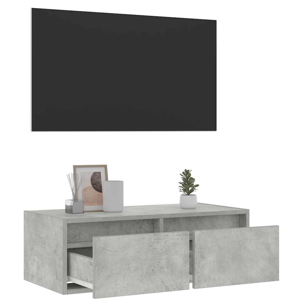 TV ormarić s LED svjetlima siva boja betona 75x35,5x25 cm