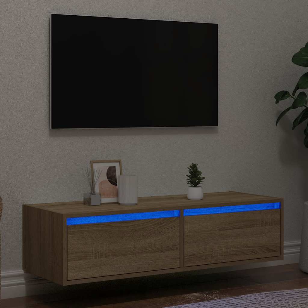 TV ormarić s LED svjetlima boja hrasta sonome 100X35,5x25 cm