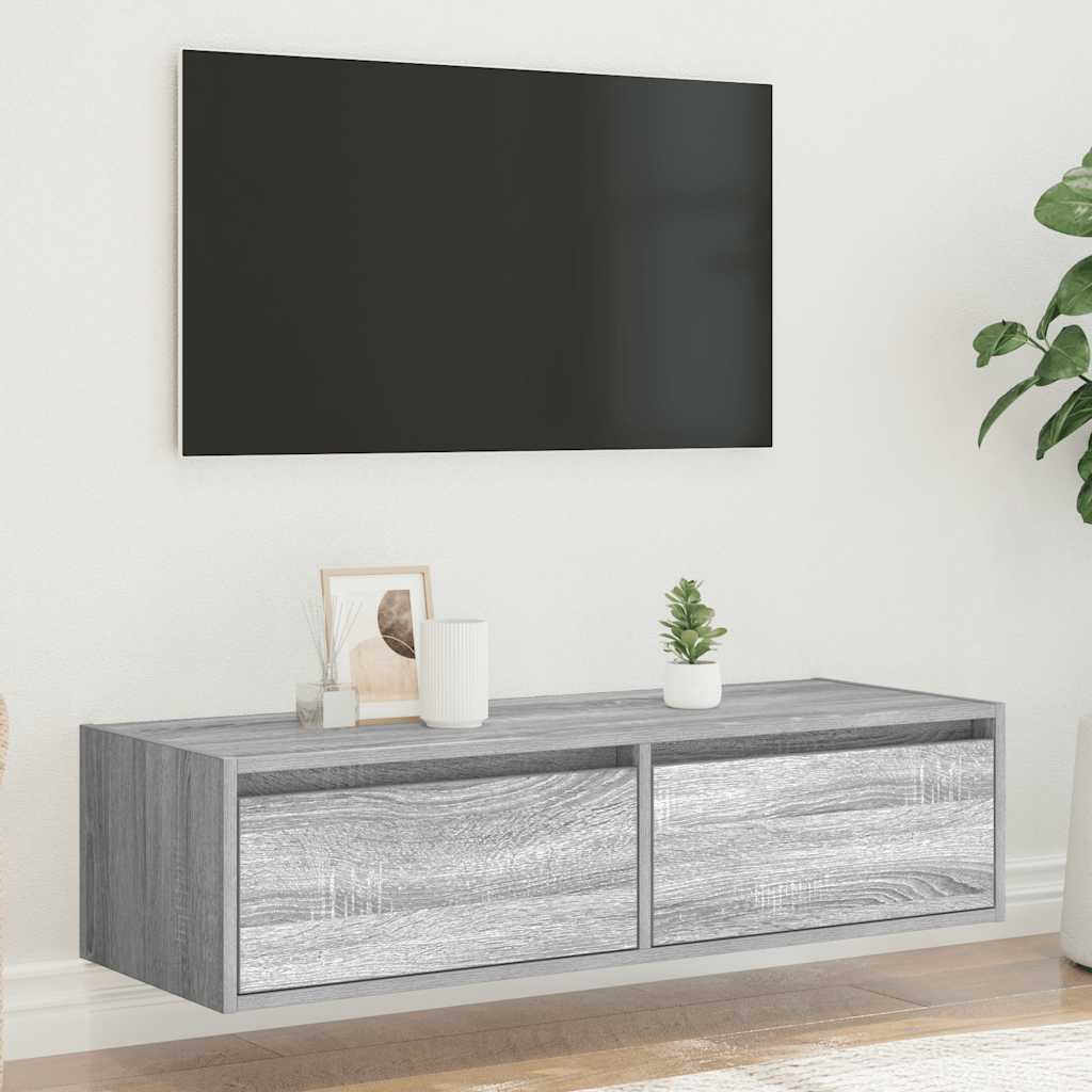 TV ormarić s LED svjetlima boja hrasta sonome 100X35,5x25 cm