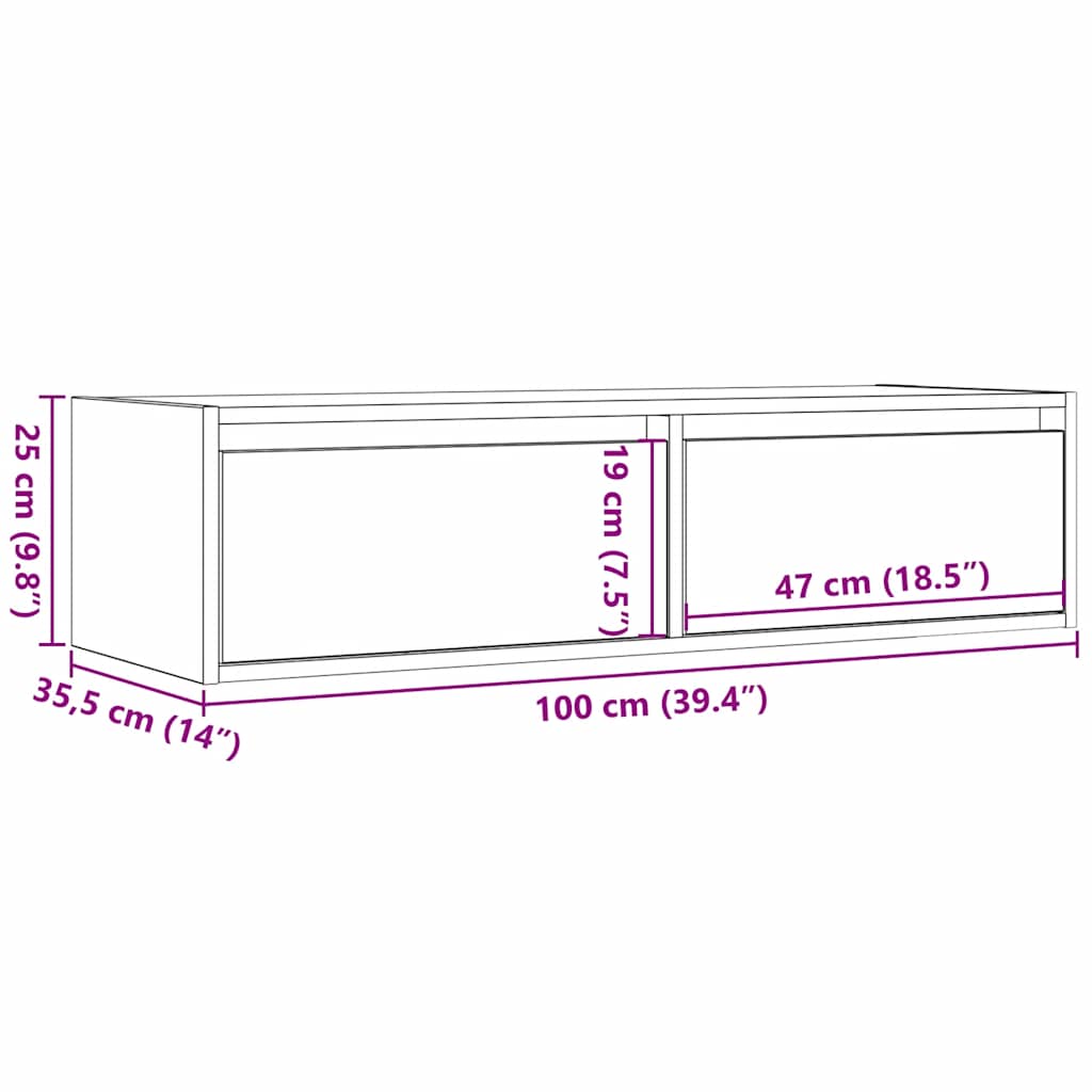 TV ormarići s LED svjetlima 2 kom boja drva 100X35,5x25 cm