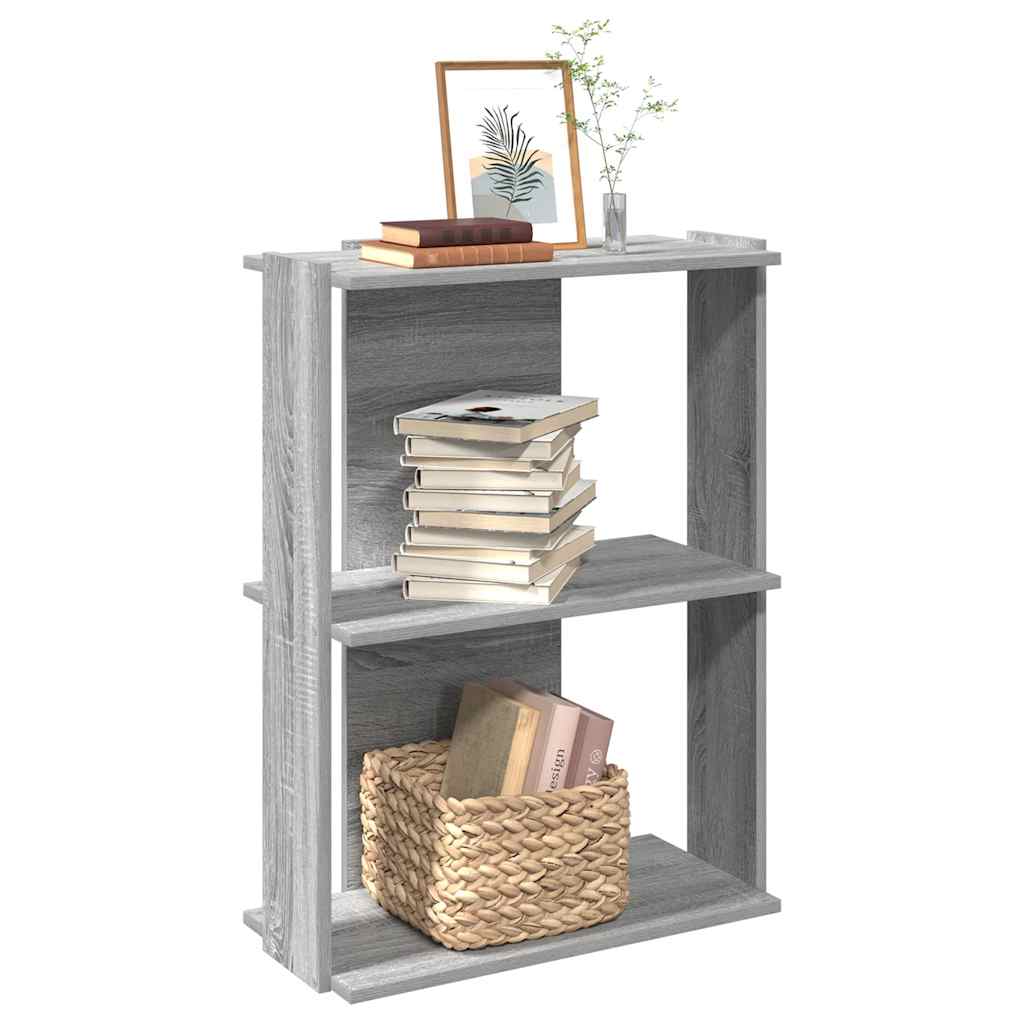 Regal za knjige s 3 razine siva boja hrasta 60x30x80 cm drveni