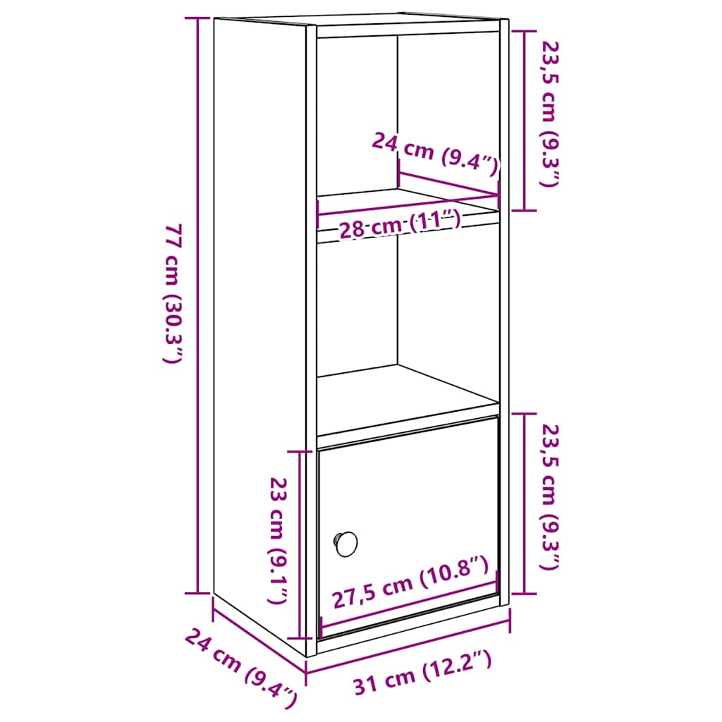 Regal za knjige boja hrasta 31x24x77 cm konstruirano drvo
