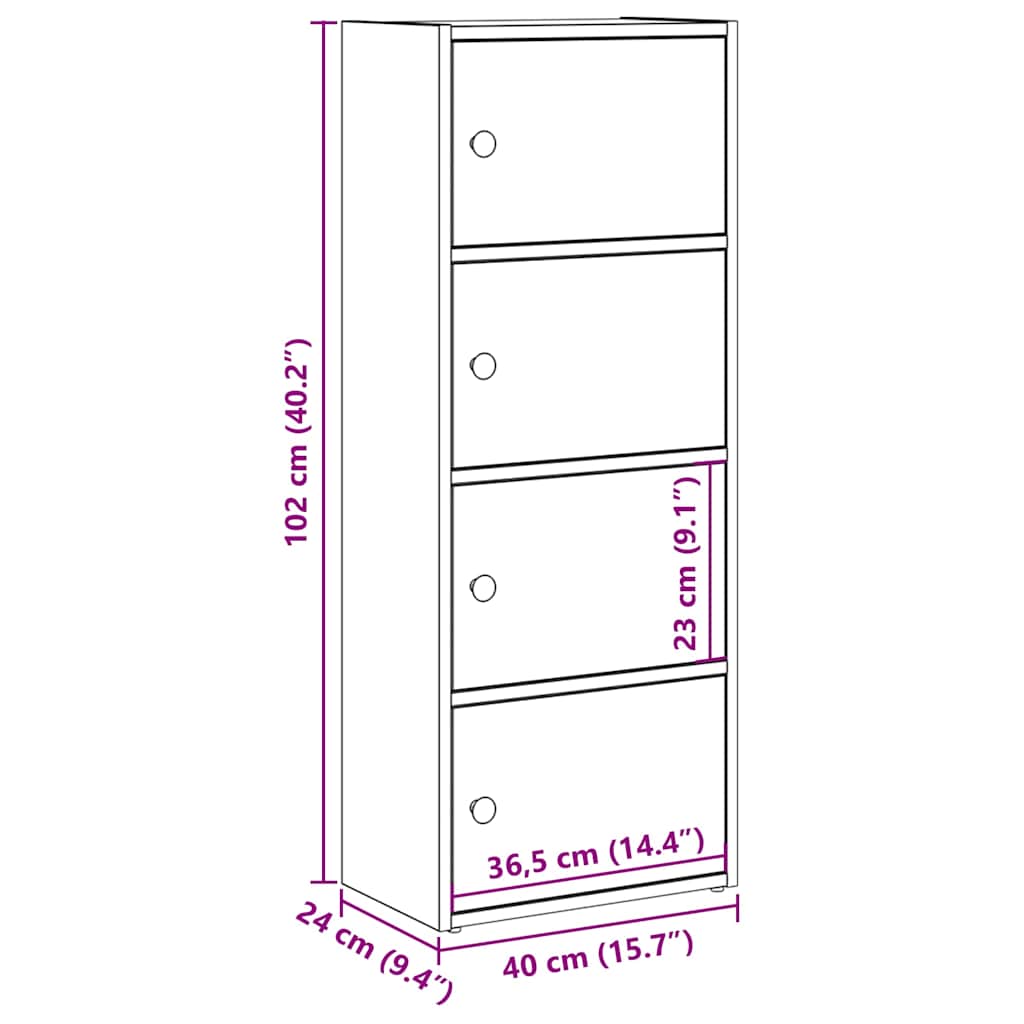 Regal za knjige crni hrasta 40x24x102 cm od konstruiranog drva