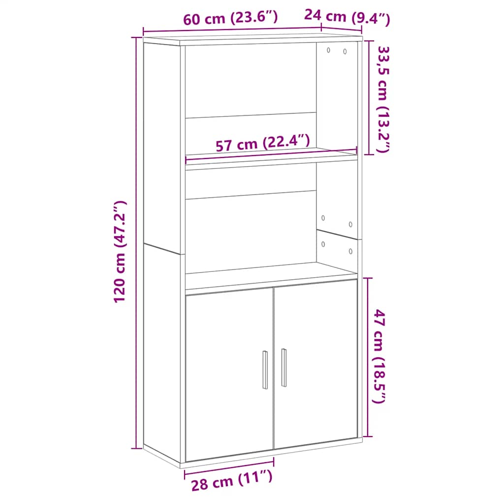 Regal za knjige boja hrasta 60x24x120 cm od konstruiranog drva