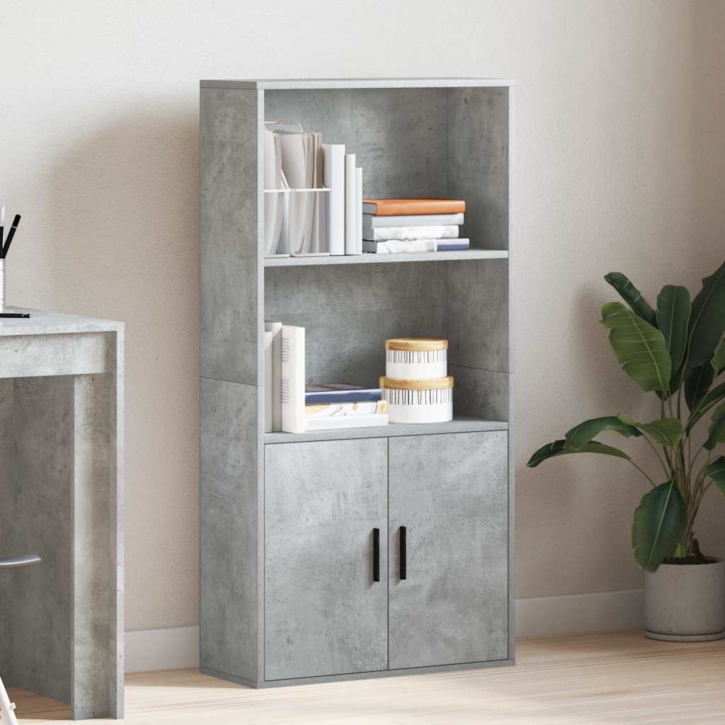 Regal za knjige siva boja betona 60x24x120 cm konstruirano drvo