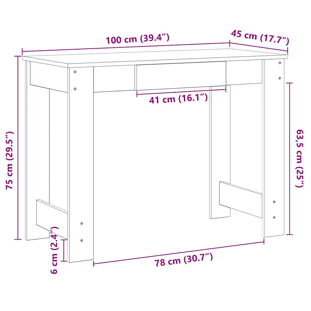 Radni stol crni 100x45x75 cm od konstruiranog drva