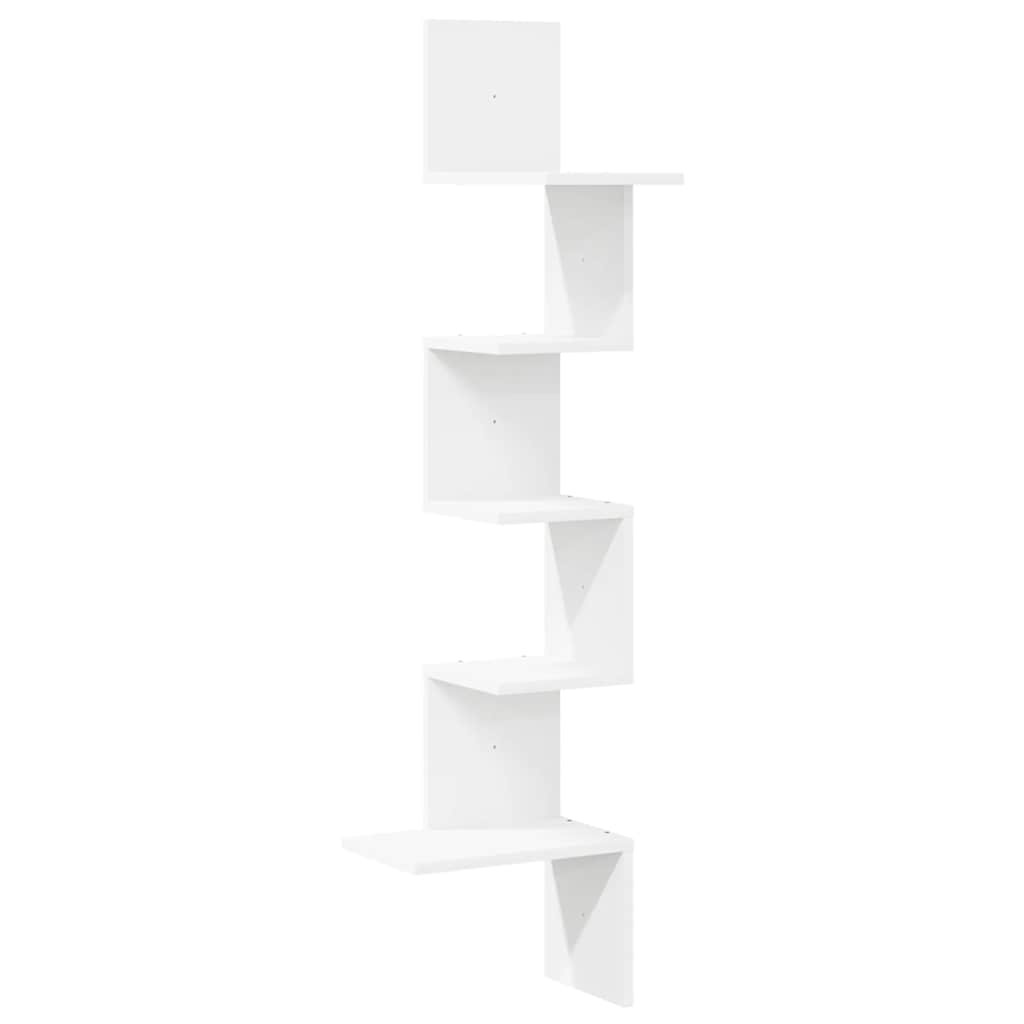 Zidne kutne police bijele 32x32x127,5 cm od konstruiranog drva