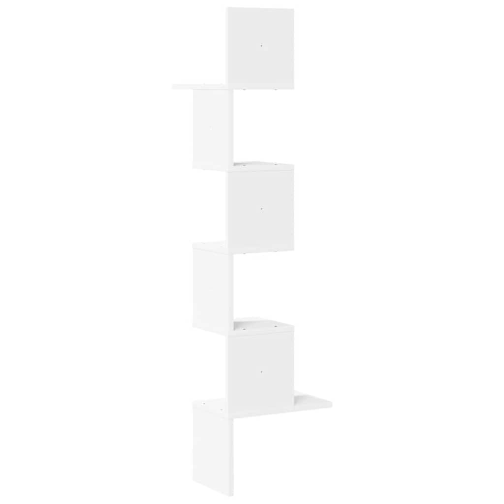 Zidne kutne police bijele 32x32x127,5 cm od konstruiranog drva