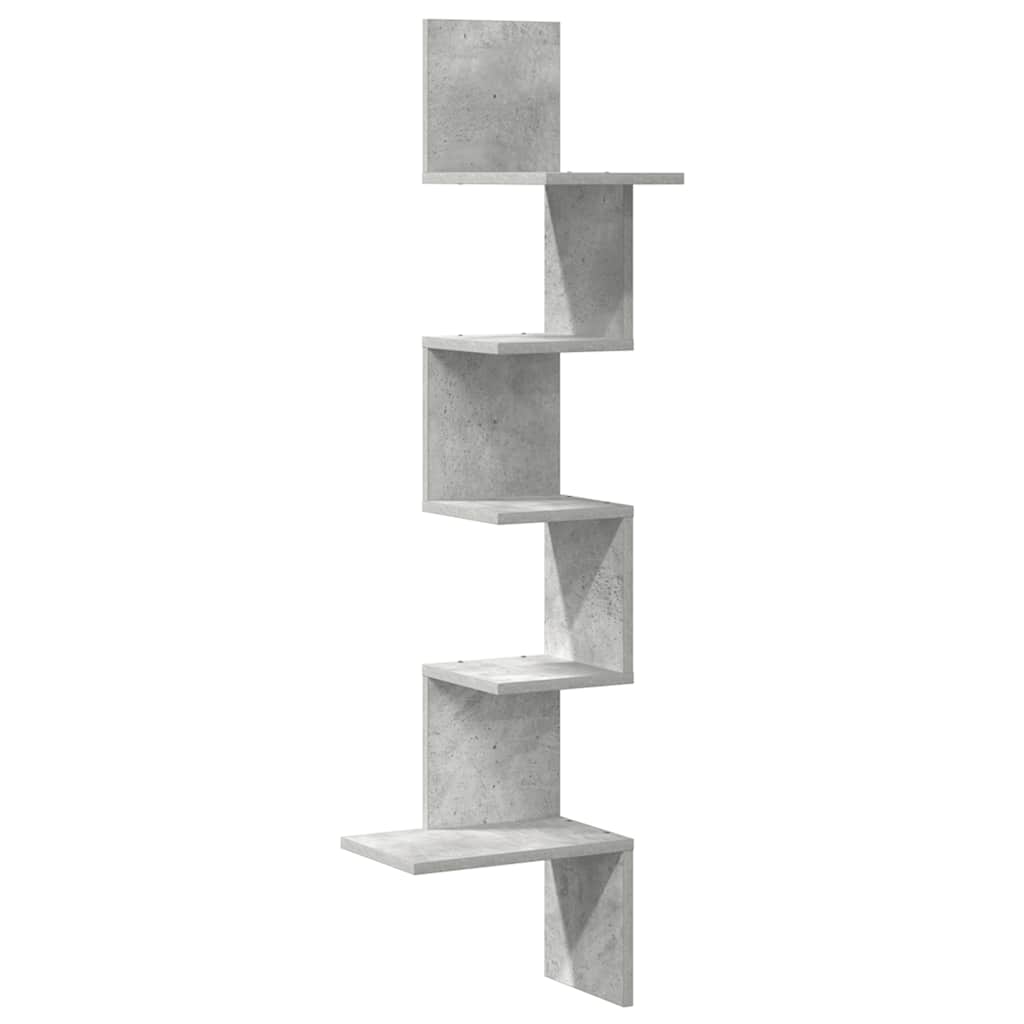 Zidne kutne police siva boja betona 32x32x127,5 cm od iverice